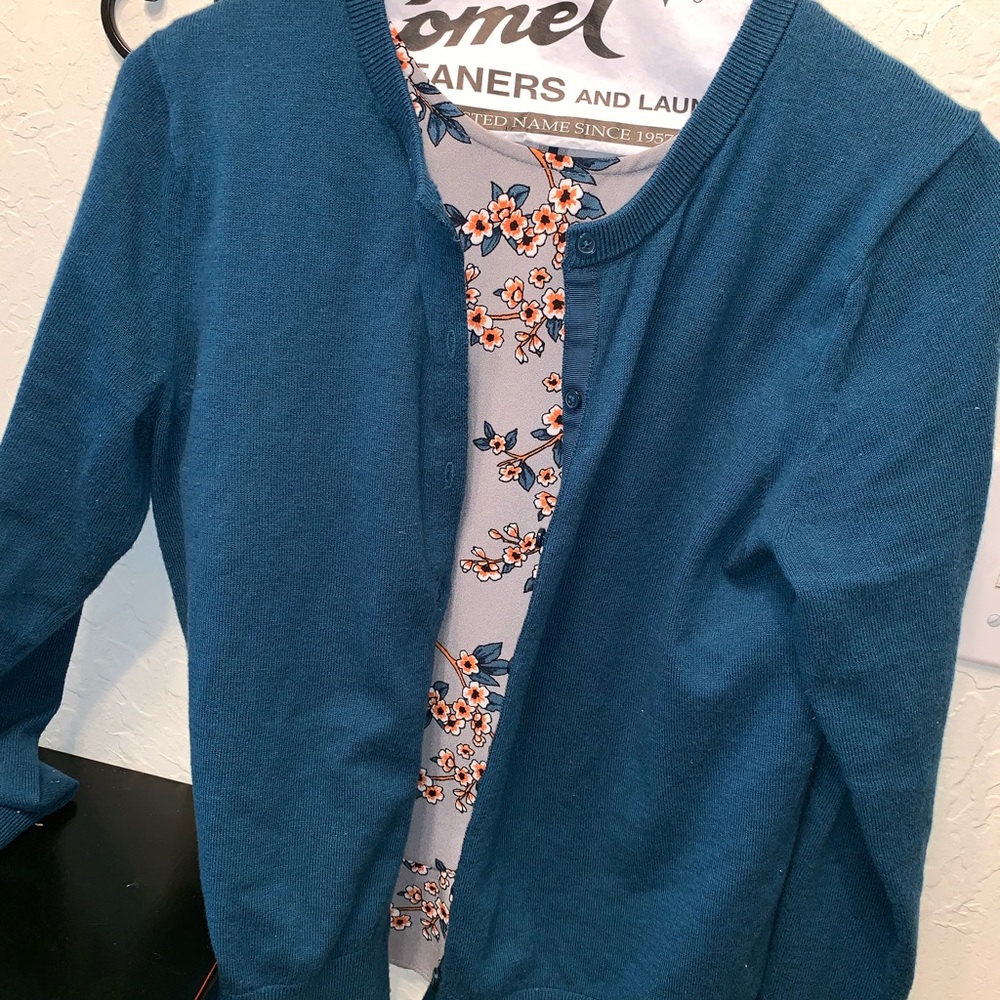 Cardigan with Sleeveless Peplem Blouse - Loft. New